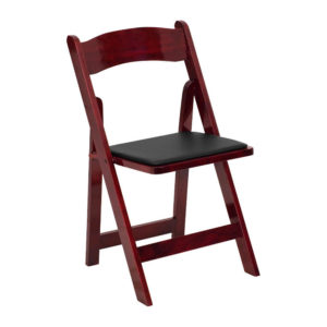 Red-Mahogany-Wood-Folding-Chair-with-Black-Vinyl-Padded-Seat