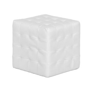 White-Leather-Cube-Ottoman